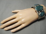 Intense Spiderweb Turquoise Native American Navajo Sterling Silver Bracelet Cuff-Nativo Arts
