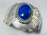 One Of The Best Vintage Native American Navajo Domed Lapis Sterling Silver Bracelet-Nativo Arts