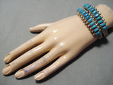 Stunning Vintage Native American Navajo Old Kingman Turquoise Sterling Silver Bracelet-Nativo Arts