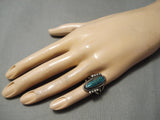 Quality Vintage Native American Navajo Blue Diamond Turquoise Sterling Silver Ring Old-Nativo Arts