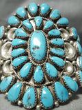 Tremendous Vintage Native American Navajo Teardrop Cluster Turquoise Sterling Silver Bracelet-Nativo Arts