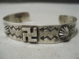 Early 1900's Vintage Native American Navajo Whilring Logs Sterling Silver Bracelet-Nativo Arts