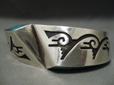 One Of Best Multi Technique Vintage Native American Navajo Turquoise Sterling Silver Bracelet-Nativo Arts
