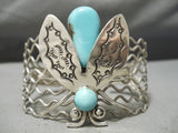 Intricate Vintage Flying Bug Turquoise Sterling Silver Bracelet-Nativo Arts
