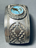 Incredible Vintage Native American Navajo Morenci Turquoise Sterling Silver Large Bracelet-Nativo Arts