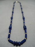 Museum Vintage Navajo 14k Gold Lapis Native American Necklace-Nativo Arts