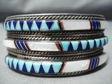 Detailed! Authentic Vintage Native American Navajo Zuni Turquosie Lapis Sterling Silver Bracelet-Nativo Arts