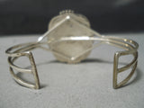 Rare!! Modern Native American Navajo Turquoise Inlay Pueblo Scene Sterling Silver Bracelet-Nativo Arts