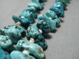 Native American Rare Vintage Santo Domingo Spiderweb Turquoise Nugget Necklace Old-Nativo Arts
