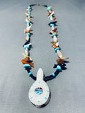 One Of The Most Unique Vintage Native American Zuni Turquoise Inlay Sterling Silver Necklace-Nativo Arts