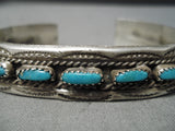 Amazing Vintage Native American Navajo Turquoise Sterling Silver Sun Bracelet Old-Nativo Arts