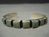 Very Rare!! Vintage Native American Navajo Squared Royston Turquoise Sterling Silver Bracelet-Nativo Arts