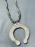 Rare Vintage Native American Navajo Gilber Turquoise Sterling Silver Naja Necklace-Nativo Arts