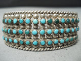 One Of The Best Vintage Native American Zuni Snake Eyes Turquoise Sterling Silver Bracelet Old-Nativo Arts