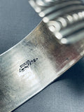 One Of The Most Detailed Hand Stamped Vintage Native American Navajo Sterling Silver Bracelet-Nativo Arts