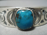 Important Navajoblue Diamond Turquoise Sterling Silver Bracelet-Nativo Arts