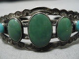 Earlier 1900's Vintage Native American Navajo Domed Cerrillos Turquoise Sterling Silver Bracelet-Nativo Arts
