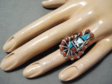 Dynamic Zuni Turquoise Sterling Silver Ring Native American-Nativo Arts