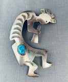 Incredible Vintage Native American Navajo Turquoise Sterling Silver Kokopelli Pin/pendant-Nativo Arts