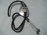 Unique Vintage Native American Navajo Royston Turquoise Sterling Silver Bolo Tie Old-Nativo Arts