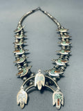 Sensational Vintage Native American Navajo Turquoise Sterling Silver Squash Blossom Necklace-Nativo Arts