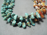 Dramatic Vintage Native American Navajo Turquoise & Spiny Oyster Sterling Silver Necklace Old-Nativo Arts