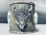 180 Gram Buffalo Native American Turquoise Sterling Silver Bracelet-Nativo Arts