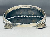 Fabulous Vintage Native American Navajo Pilot Mountain Turquoise Sterling Silver Bracelet-Nativo Arts