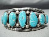 Very Rare Vintage Native American Navajo Wylie Turquoise Sterling Silver Bracelet Old-Nativo Arts