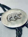 Important Vintage Native American Hopi Sterling Silver Bear Bolo Tie-Nativo Arts