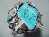 Awesome Vintage Native American Navajo 3 Kingman Turquoise Sterling Silver Bracelet-Nativo Arts