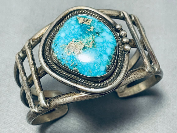 Rare Vintage Native American Navajo Bird's Eye Turquoise Sterling Silver Bracelet-Nativo Arts