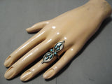 Impressive Vintage Zuni Native American Blue Gem Turquoise Sterling Silver Ring-Nativo Arts