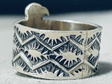 Phenomenal Native American Navajo Signed Sterling Silver Thunderbird Ring-Nativo Arts