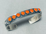 Fabulous Native American Navajo Coral Sterling Silver Bracelet-Nativo Arts