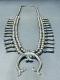 All Silver Vintage Native American Navajo Sterling Squash Blossom Necklace-Nativo Arts