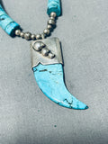 Exotic Turquoise Vintage Native American Navajo Sterling Silver Necklace Old-Nativo Arts