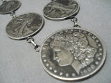 Magnificent Old Coin Sterling Silver Graduating Necklace-Nativo Arts