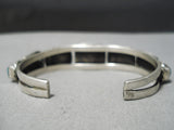 Stunning Vintage Native American Navajo Squared Turquoise Sterling Silver Bracelet Old-Nativo Arts