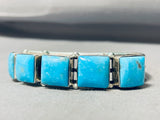 J Begay Incredible Vintage Native American Navajo Squared Turquoise Sterling Silver Bracelet-Nativo Arts