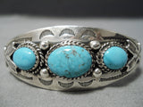 Astonishing Vintage Native American Navajo Carico Lake Turquoise Sterling Silver Bracelet-Nativo Arts
