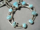 Carico Lake Turquoise Native American Sterling Silver Squash Blossom Necklace-Nativo Arts