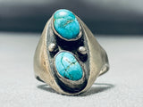 Magnificent Vintage Native American Navajo Kingman Turquoise Sterling Silver Ring-Nativo Arts