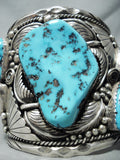 One Of Biggest Best Vintage Native American Navajo Men's Turquoise Sterling Silver Bracelet-Nativo Arts