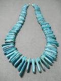 Opulent Vintage Native American Navajo Rectangle Turquoise Heishi Sterling Silver Necklace-Nativo Arts