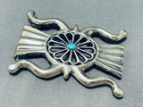 Heavy 102 Gram Vintage Native American Navajo Turquoise Sterling Silver Buckle Old-Nativo Arts