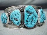 Dramatic Chee Vintage Native American Navajo Sleeping Beauty Turquoise Sterling Silver Bracelet-Nativo Arts