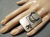 Museum Authentic Vintage Navajo Native American Hopi Petroglyph Sterling Silver Ring Old-Nativo Arts