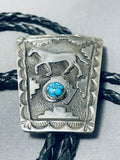 Fascinating Native American Navajo Spiderweb Turquoise Sterling Silver Horse Bolo-Nativo Arts