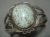 One Of The Finest Vintage Native American Navajo #8 Turquoise Sterling Silver Domed Bracelet-Nativo Arts
